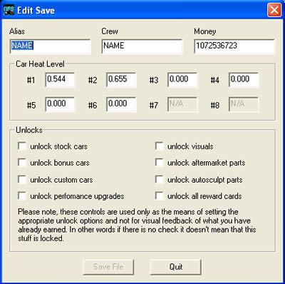 nfs carbon pc save editor